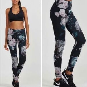 NOLI Active Allure Floral Print Yoga Legging Gray Tone Roses Women’s X-Small
